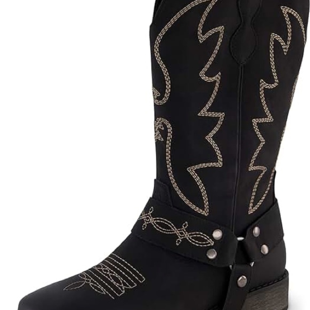 Black Western Embroidered Women's Boots - image 1